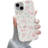 QLTYPRI for iPhone 15 Plus Case, Cute Pink Floral Flower Pattern Aesthetic Phone Case, Raised Camera Protection Soft Slim TPU Shockproof Protective Phone Cover for Girls Women - Pink