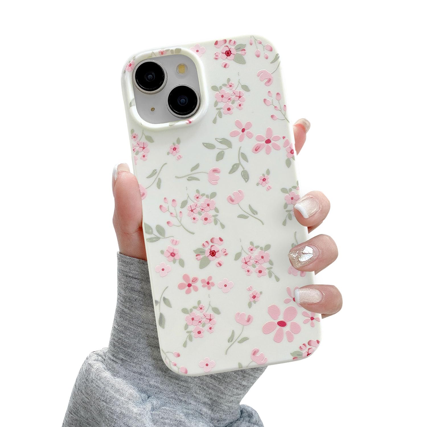 Photo 1 of QLTYPRI for iPhone 11 Case, Cute Pink Floral Flower Pattern Aesthetic Phone Case, Raised Camera Protection Soft Slim TPU Shockproof Protective Phone Cover for Girls Women - Pink