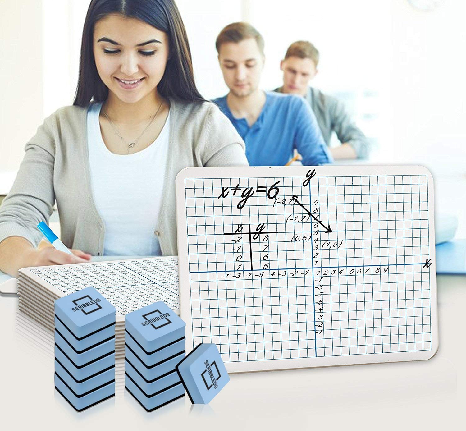 Dry Erase XY Axis Graph Lap Boards 9”X12” for Student and Classroom Use, Math whiteboards (Double Sided White Boards) Erasers Included (12 Pack Graph) : Office Products