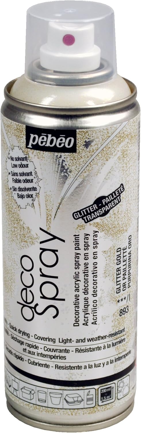 PEBEO 200ml DecoSpray, Acrylic, Glitter Gold, 16.5 x 5.2 x 5.2 cm