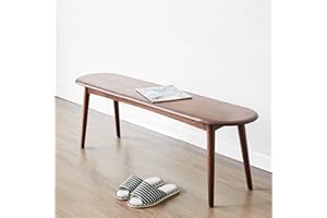 Grewood 100% Solid Wood Dining Bench - Oak Bench for Entryway, Bedroom, Living Room, Kitchen Room - (Walnut Color, 39.37")