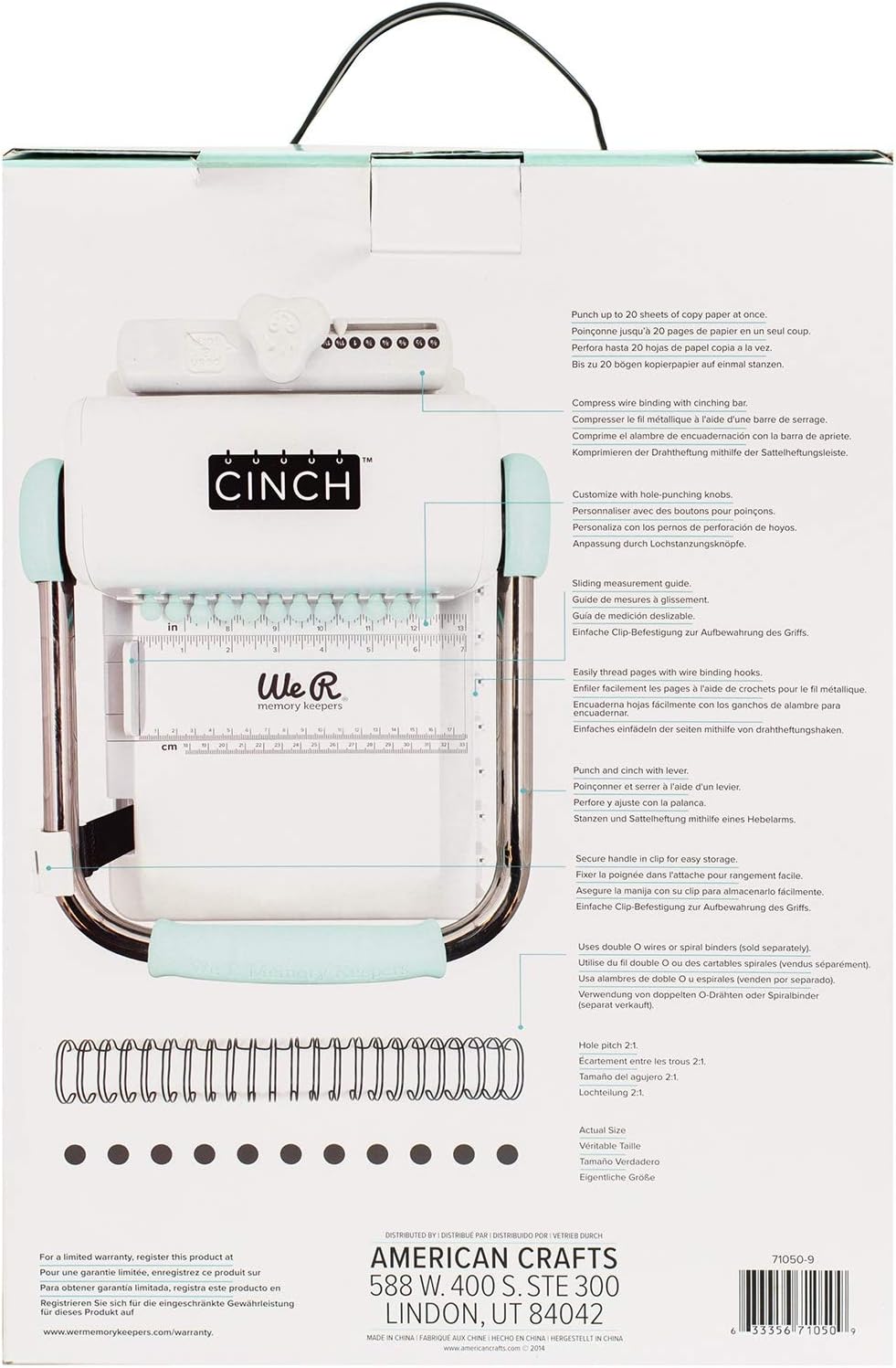 The Cinch Book Binding Machine, Version 2 by We R Memory Keepers | Teal and Gray : Bookbinding Tools : Office Products