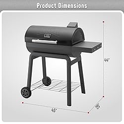 Feasto BBQ Charcoal Grill with Side Table, 30-In