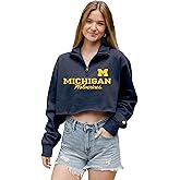 Blue 84 NCAA womens Ncaa Officially Licensed Women's Cropped Quarter Zip Sweatshirt Team Color