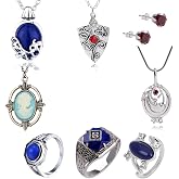 XHBTS 9 Set Replace The Vampire Daywalking Katherine Sapphire Crystal Pendant Necklaces Ring Earrings Movie Jewelry Set Cosplay For Fans