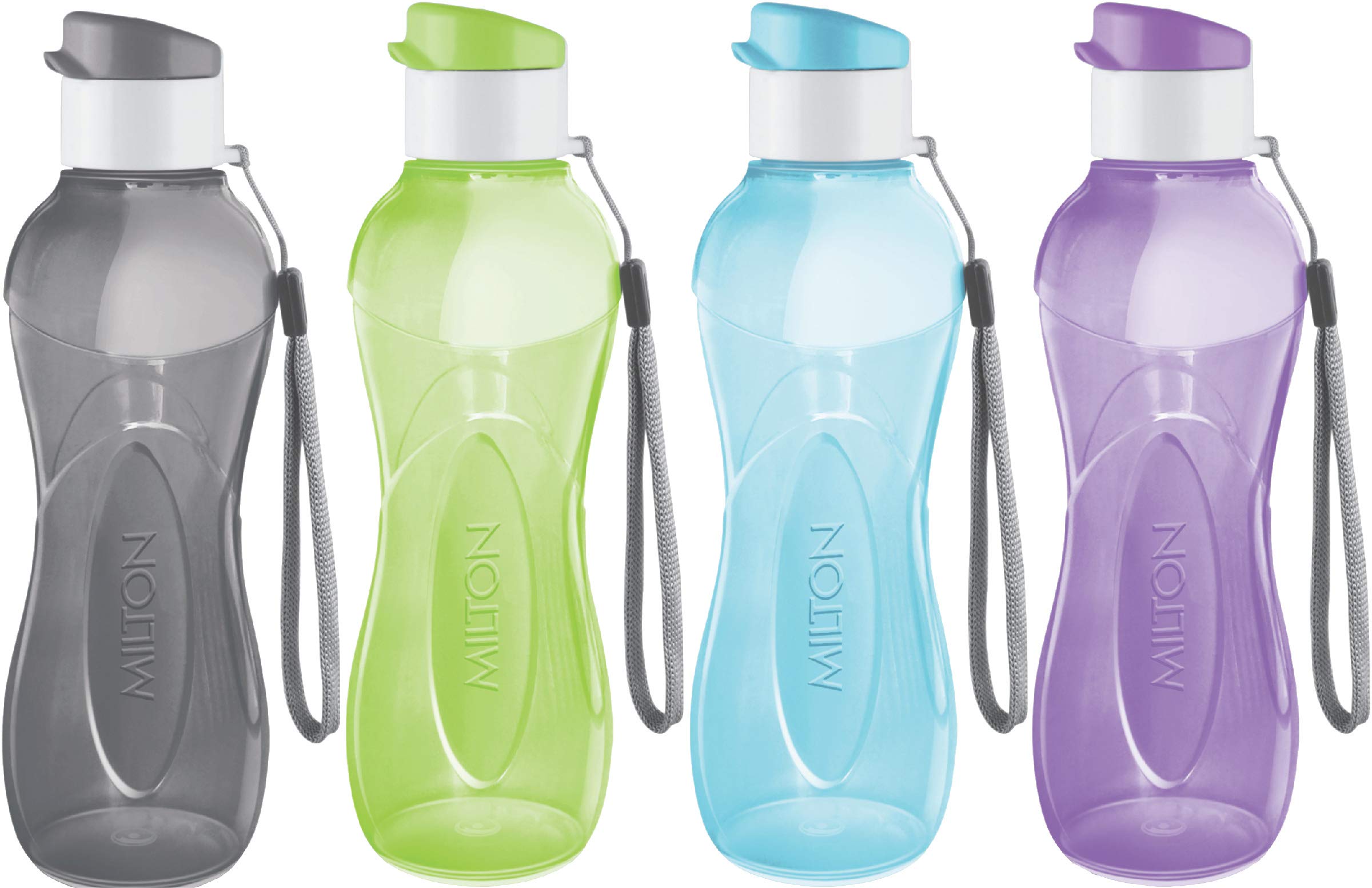 MILTON Water Bottle Kids Reusable Leakproof 17 Oz 4-Pack Plastic Wide Mouth Large Big Drink Bottle BPA & Leak Free with Handle Strap Carrier for Cycling Camping Hiking Gym Yoga (Pastel colors)