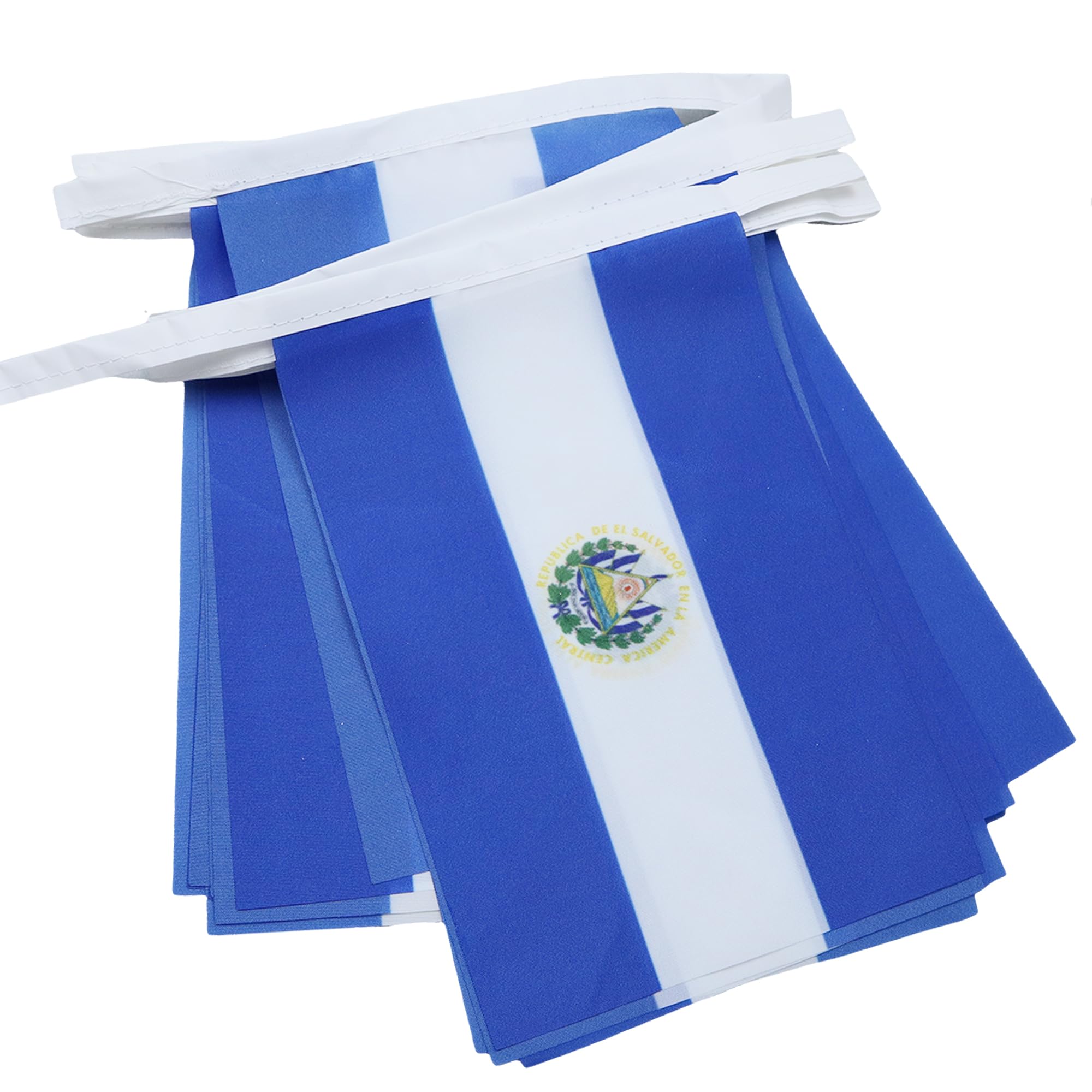 AZ FLAG - El Salvador Bunting Flag - 40 Ft Garland with 20 Salvadoran Flags 18'' x 12'' - 100% Polyester String Pennant - 12 meters
