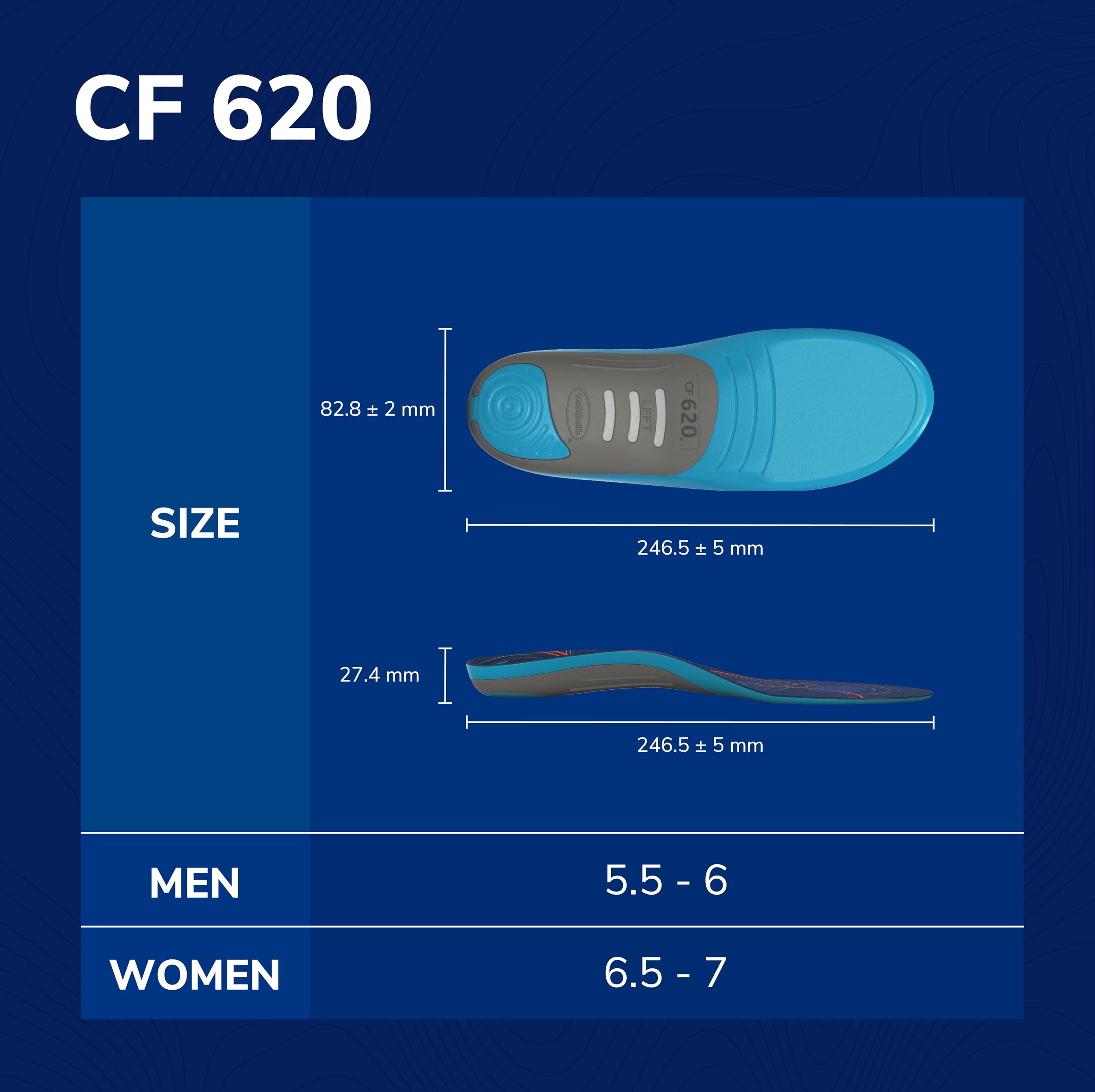 Dr. Scholl's Custom FiT Comfort – Plantar Fasciitis Insoles, Orthotics Shoe Inserts with Arch Support for Men & Women, Suitable for 220+ lbs, Stay on Your Feet All-Day with Optimum Cushioning, CF620