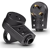 True Mods NEMA TT-30P/30R 125V 30A RV Power Cord Male/Female Replacement Socket Plug Combo Kit for 10/3AWG Cord [EZ Grip Handle] [ETL Listed]