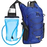 Blue Quartz Hydration Backpack with 2L Water Bladder, 18L Hiking Backpack for Women Men, Lightweight Water Pack with Phone Pocket for Quick Access, Hydration Pack for Cycling, Running, Biking