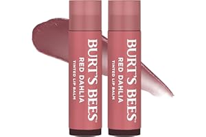 Burt's Bees Lip Tint Balm Stocking Stuffers Gifts, Long Lasting 2 in 1 Duo Tinted Balm Formula, Color Infused with Hydrating Shea Butter for a Natural Looking Buildable Finish, Red Dahlia (2-Pack)