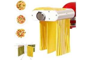 ANTREE 3-1 Pasta Maker Attachment for KitchenAid includes Pasta Sheet Roller attachment & Spaghetti Cutter & Fettuccine Cutter attachment, Easy to use and clean with Pasta Drying Rack & Cleaning Brush