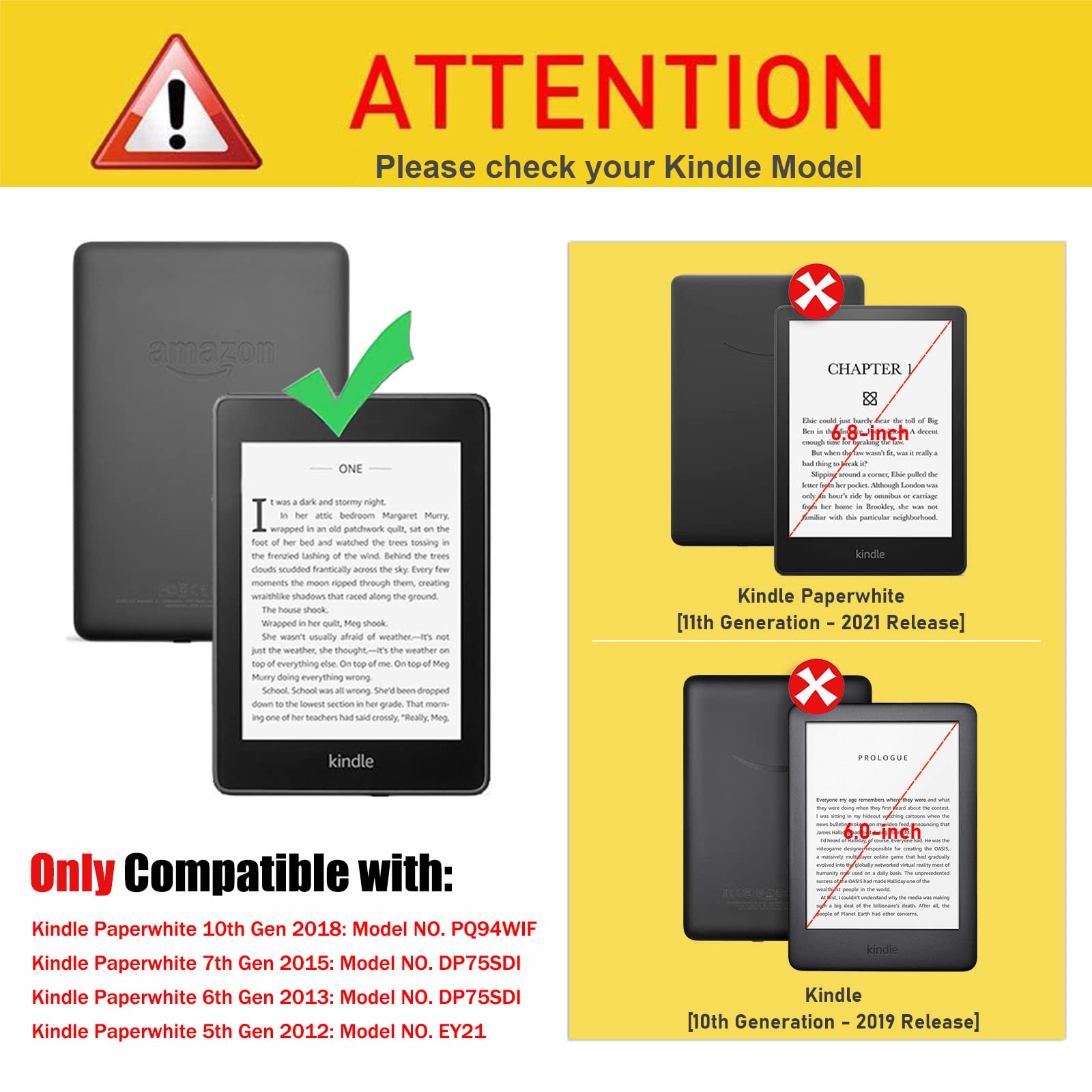 SCSVPN Stand Case for 6'' Kindle Paperwhite (10th Generation 2018 and All Paperwhite eReader Prior to 2018) - Premium PU Leather Smart Sleeve Cover with Auto Sleep Wake, Card Slot, Hand Strap - Blue