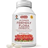 ANDREW LESSMAN Ultimate Friendly Flora Probiotic 60 Capsules - 25 Billion CFU, Comprehensive Blend of Five Probiotic Strains, Powerful Immune and Digestive Support. Probiotics for Women or Men