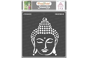 CrafTreat Buddha Stencils for Painting on Wood, Canvas, Paper, Fabric, Floor, Wall and Tile - Buddha - 6x6 Inches - Reusable DIY Art and Craft Stencils for Home Décor - Buddhist Stencil
