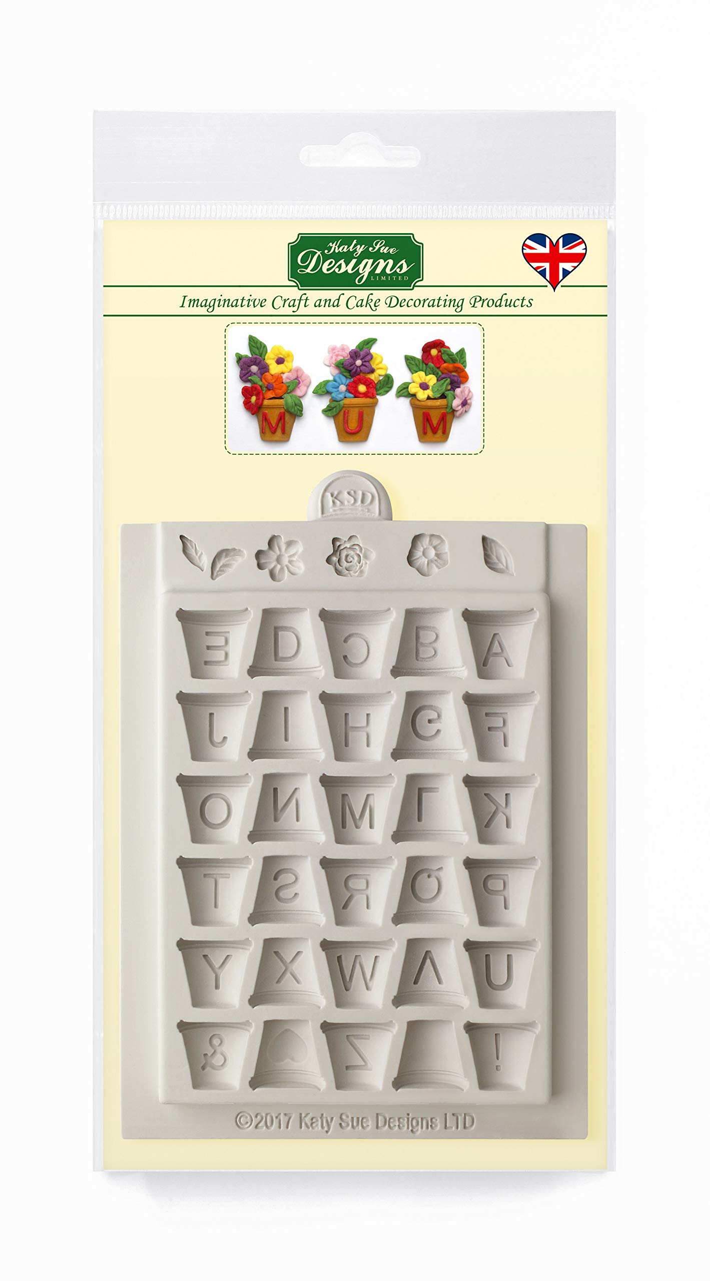 Alpha Pots Silicone Mould for Cake Decorating, Crafts, Cupcakes, Sugarcraft, Candies, Chocolate, Card Making and Clay, Food Safe Approved, Made in The UK