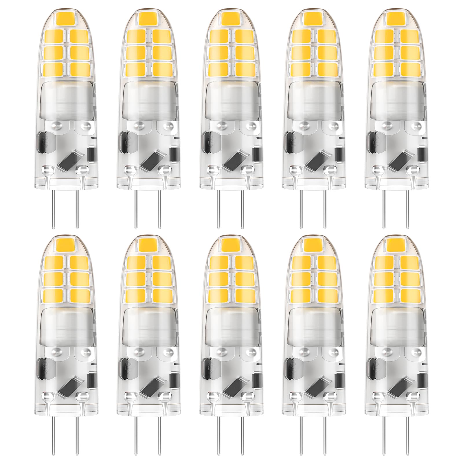 DiCUNO G4 LED Bulbs 2W Natural White 4000K, 20W Halogen Equivalent, 12V, G4 Bi-Pin LED Light Bulbs, Non-Dimmable Light for Home Lighting, 200LM, Pack of 10