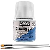 Pebeo Drawing Gum &ndash; Watercolor Masking Fluid Bundled with Moshify Brushes | Peelable masking fluid that protects while you paint with watercolor, ink or gouache; applies smoothly and rubs off clean