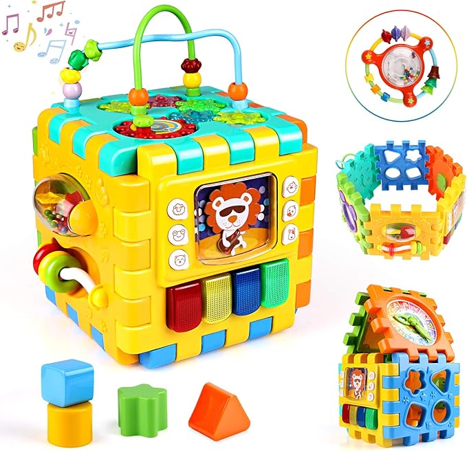 BBLIKE Activity Cube, Musical Activity Cube Baby Toy Shape Sorter Toy