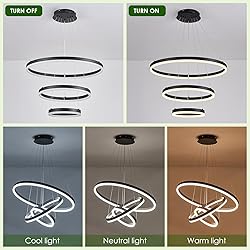 Benkut 3-Rings D23.6 Modern LED Chandelier Black