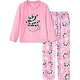 Funnycokid Girls Fleece Pajamas Set Kids Soft Flannel Pjs Pullover Top Pants Loungewear Size 7-14