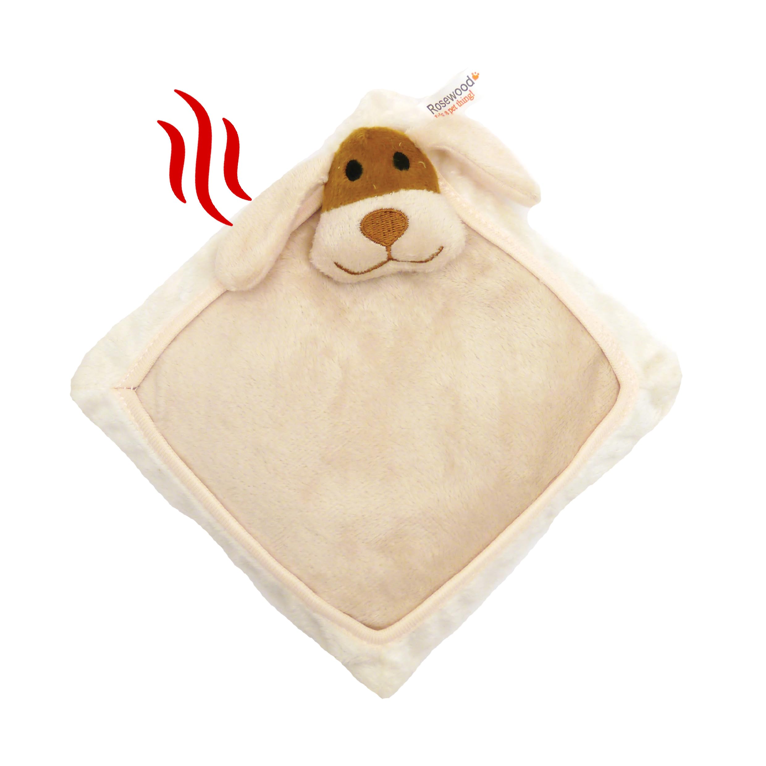 Rosewood Snuggle Heat Cushion - 20cm, Cream, Microwavable Warming Plush Comfort Toy for Puppies and Small Pets