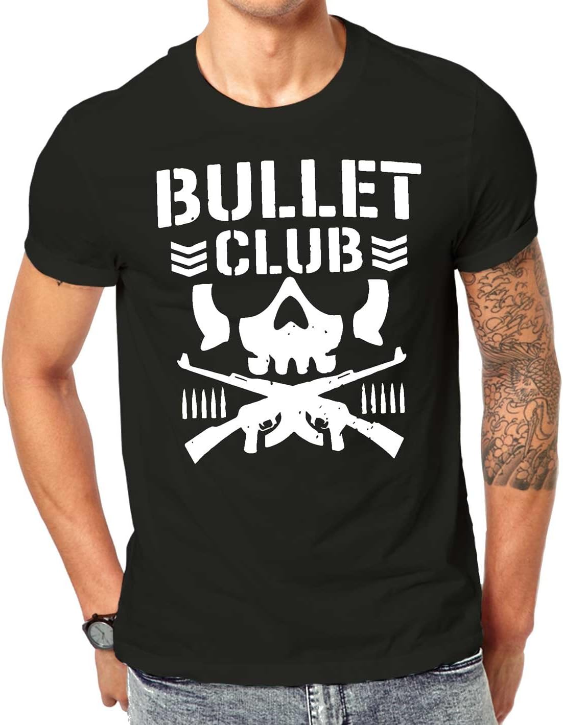 New Bullet Club UFC Fight Japan Wrestling T Shirt Black Screen Printed Design