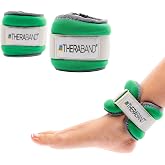 THERABAND Ankle Weights, Comfort Fit Wrist Cuff, 1.5 lb, 2-Piece Set, Green | Adjustable comfort-fit cuff weights strap on at the ankle or wrist for walking and cardio
