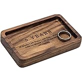 MUUJEE Ring Dish - Engraved Rectangle Wood Tray Small Jewelry Dish 5 Year Wedding Anniv Gifts Ideas (Small - 5.5 x 3.5 inches)