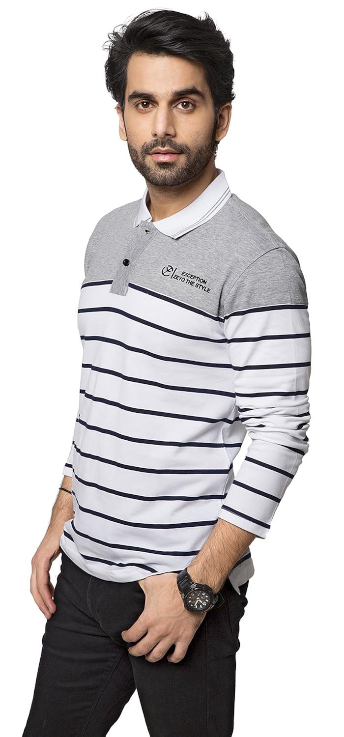 zeyo men's cotton striped t-shirt