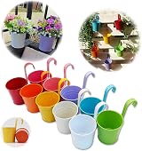 GIOVARA Metal Flower Pots 10 Colours Hanging Planters 17x10x8cm (10 Pcs)