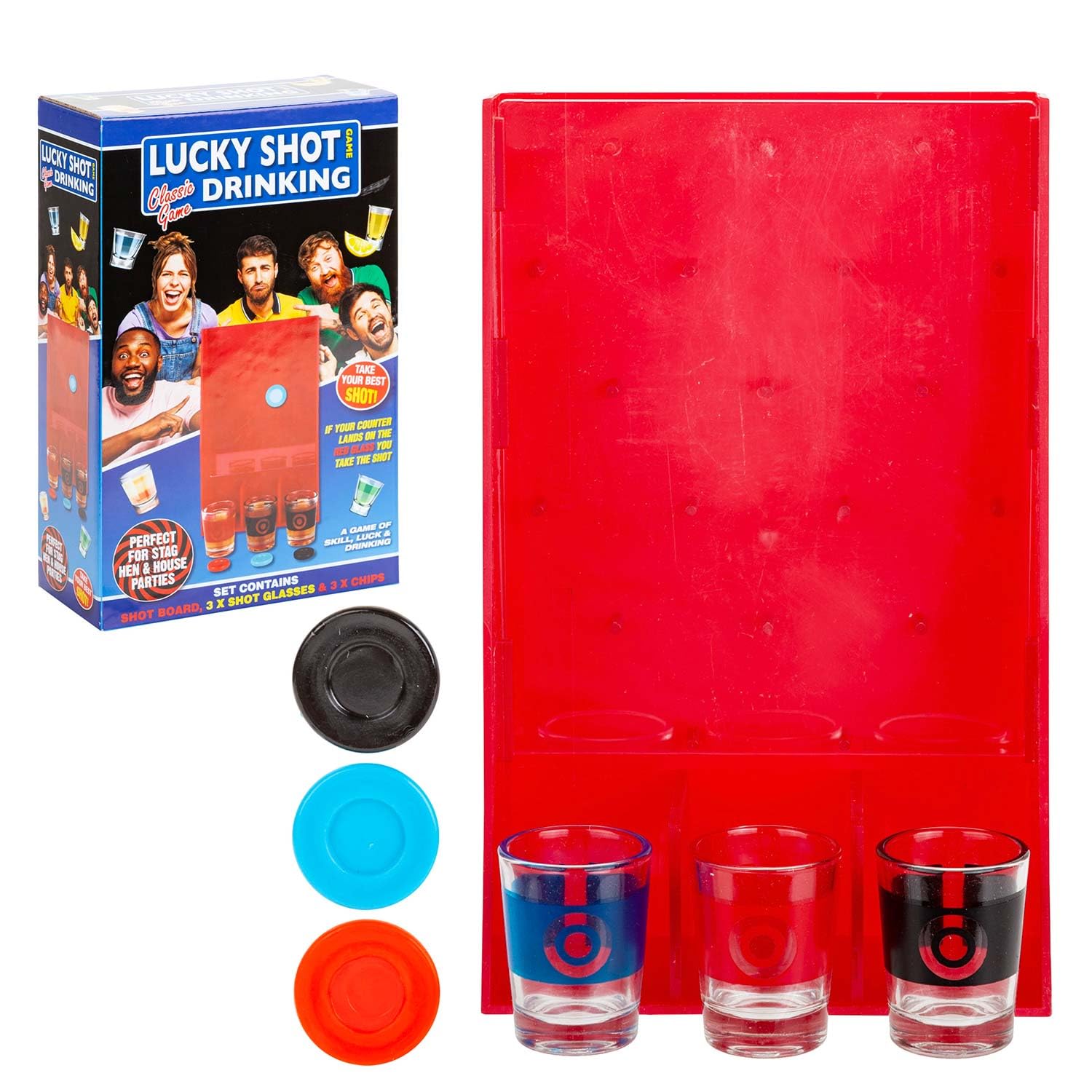 PMS VFM - Lucky Shot Slot Drinking Game Gift, Multi Shot, Alcohol, Liquor, Party Games, Celebrations, Gatherings, for Adults, Fun, Glasses, Hen Do, Stag Do