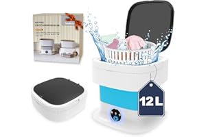 YLTIMER 12L Foldable Washing Machine, Mini Portable Washer and Spin Dryer, Collapsible Washer Deep Cleans for Underwear, Baby Clothes, Travel Camping Apartment (Blue)
