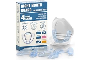BOKZEN 4 Pack Blue Kids Mouth Guard for Grinding Teeth, Moldable Kid Mouth Guard for Clenching Teeth at Night, Comfortable Mouthguard Stops Bruxism, TMJ