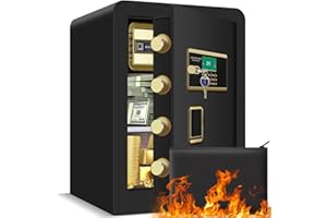 APRXUVOT 2.3 Cu ft Large Fire proof Safe Boxes for HOME USE, Digital Security Safe Box with Combination Lock and Removable Shelf, Personal Safe for Home Firearm Medicine Money Documents Valuables
