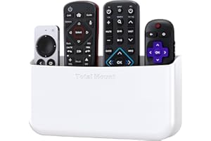 TotalMount Hole-Free Remote Holder – Eliminates Need to Drill Holes in Your Wall (Premium White Holder for 3 or 4 Remotes)
