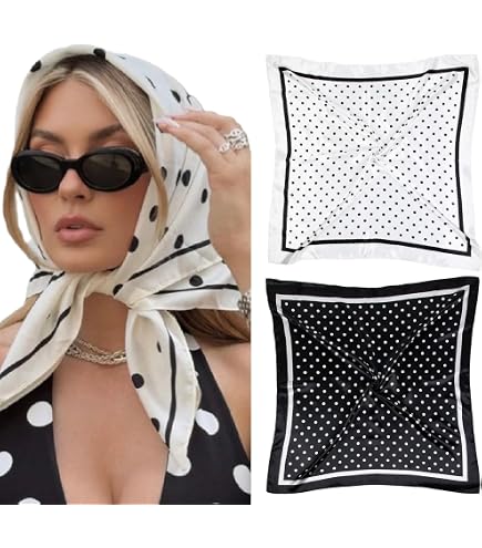 Verdusa Women's Polka Dots Head Scarf Y2k Vintage Square Bandana