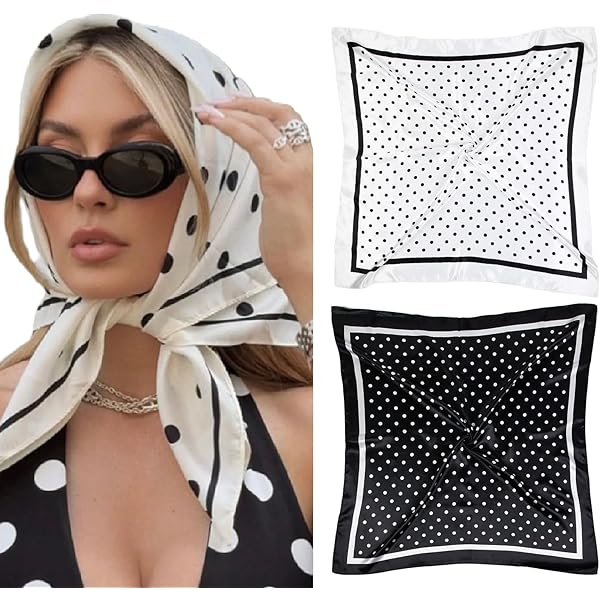 Verdusa Women's Polka Dots Head Scarf Y2k Vintage Square Bandana