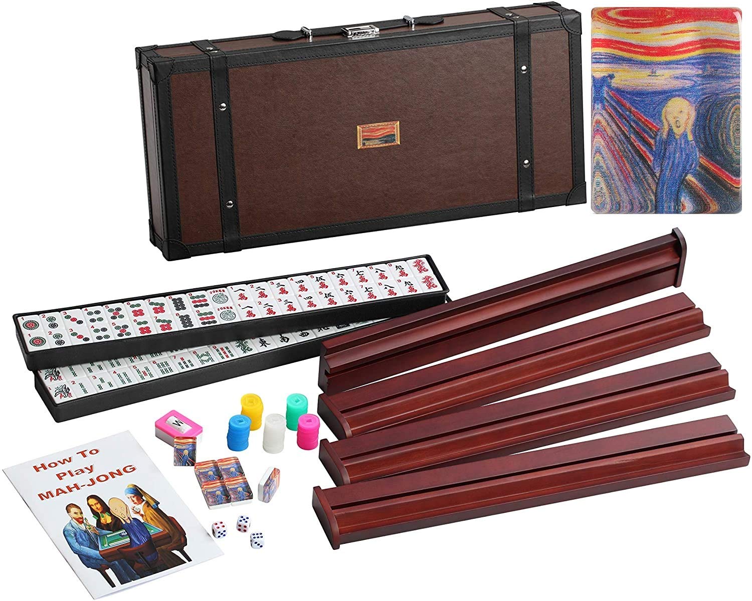 Photo 1 of 166 American Western Mahjong Set Suitcase Limited Edition Embedded Masterpiece Background in Leather Suitcase The Scream