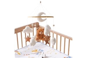 Mobile For Crib, Hangable Soother With Rotation, Bear Cloud Star Crib Mobile, For Kids Girls Boys Preschoolers Bedroom