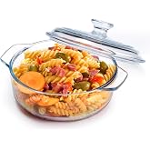 NUTRIUPS 1L Glass Casserole Dish with Lid Round Casserole Dish | Mini 6.1 Inch Glass Baking Dish for Single Serving, Normal Capacity 25oz, Microwave Safe and Oven Safe