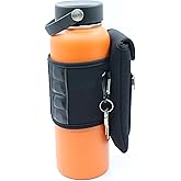 SACSTAR Magnetic Water Bottle Holder for Gym Bag | Adjustable Strap with Phone Pocket | Hands-Free Carrier for Standard & Large Sports Bottles up to 50oz (1400ml) for Workout, Hiking, Travel (Black)