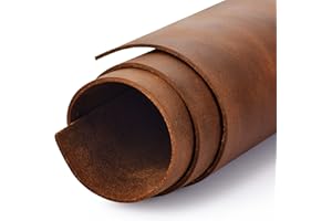TEELIY Genuine Leather Tooling Sheets 1.8-2.0MM Thick Genuine Top Full Grain Oil Tan Crazy Horse Cowhide Leather Sheets for Crafts Tooling Sewing Wallet Earring Hobby (Light Brown, 8"x12")