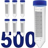 Kashi Scientific 50mL Screw-Cap Conical Centrifuge Tubes, Sterile Transparent Test Tubes with Printed Graduation and Write-on Spot [50mL, 500]