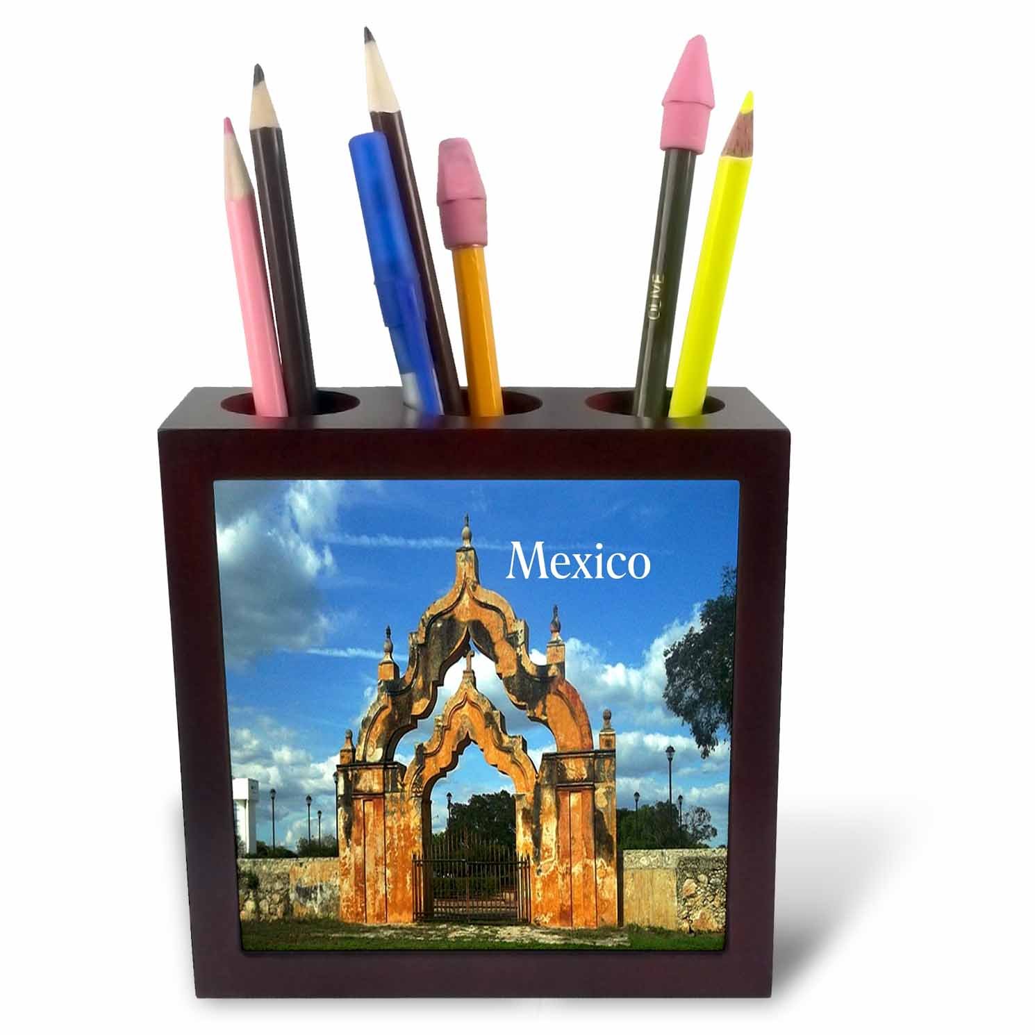 3dRose Image of Beautiful Church Entrance in Mexico-Tile Pen Holder, 5-Inch (Ph_223041_1), 5 Inches