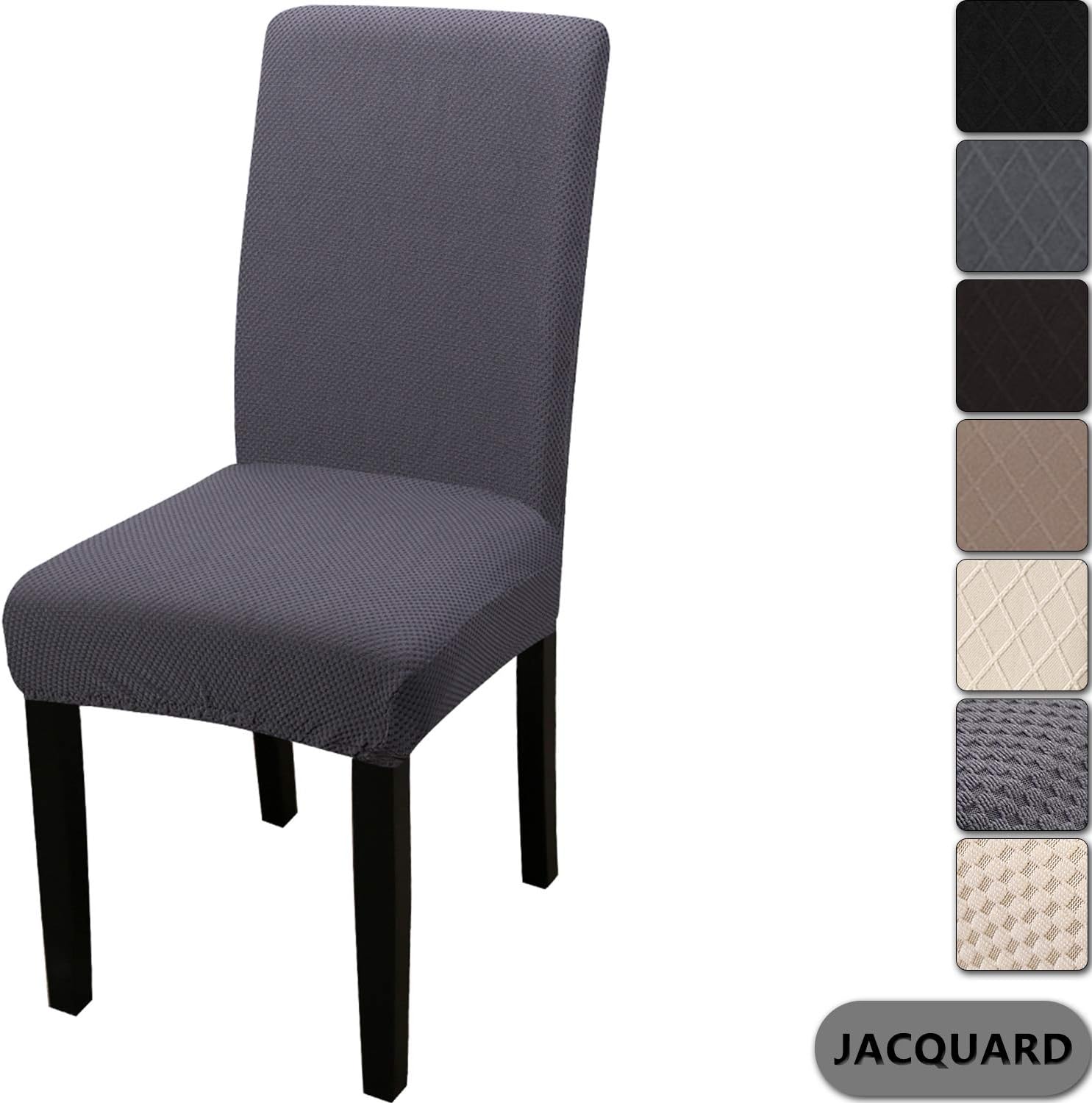 YISUN JACQUARD Dining Chair Covers, [Set of 4/6] Modern Stretch Chairs Protective Cover, Removable Washable Slipcovers