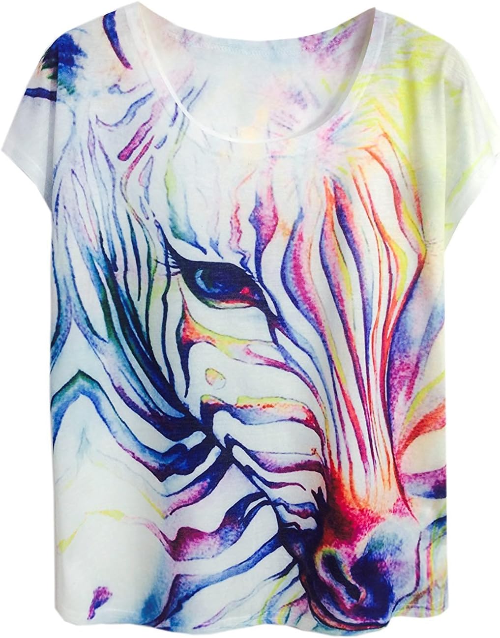FUTURINO Women's Dream Mysterious Horse Print Short Sleeve Tops Casual Tee Shirt