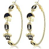 Football Earrings for Women Game Day Hoop Earrings Football Mom Accessories Enamel Red Black Football Helmet Jersey Earrings Sport Team Outfits Accessories Party Favor Gifts
