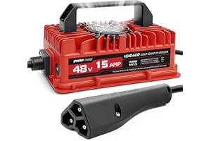 EPOWREY 15 AMP 48 Volt Golf Cart Battery Charger for EZGO RXV & TXT 3-pin Triangular Plug