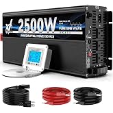 2500 Watt Sump Pump Backup Battery System, Automatic Switching to Battery Inverter Power, Professional Backup System in Case of Power Failure, Pure Sine Wave Output Remote Controller with LCD Screen
